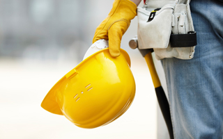 construction anonymous faceless hard hat close up tool belt